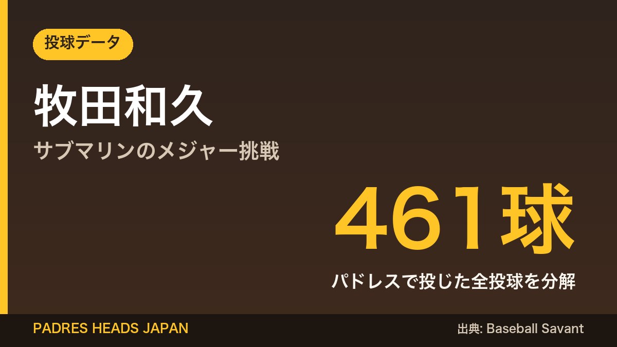 牧田和久のメジャー挑戦 データカード（パドレスで投じた461球）
